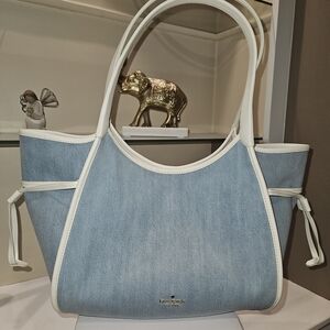 kate spade Light Blue Denim Tote with White Trim